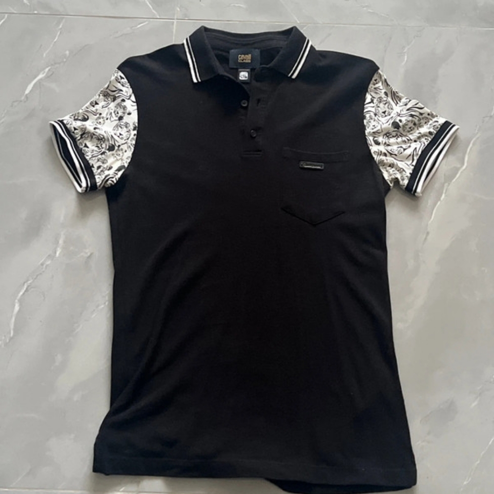 Robert Cavalli Polo shirt black and white
